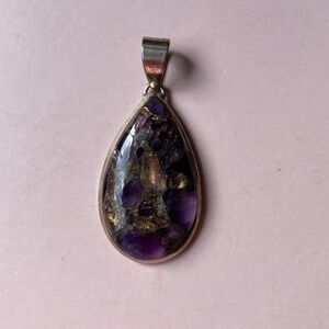 Amethyst Teardrop Pendant 925 Silver